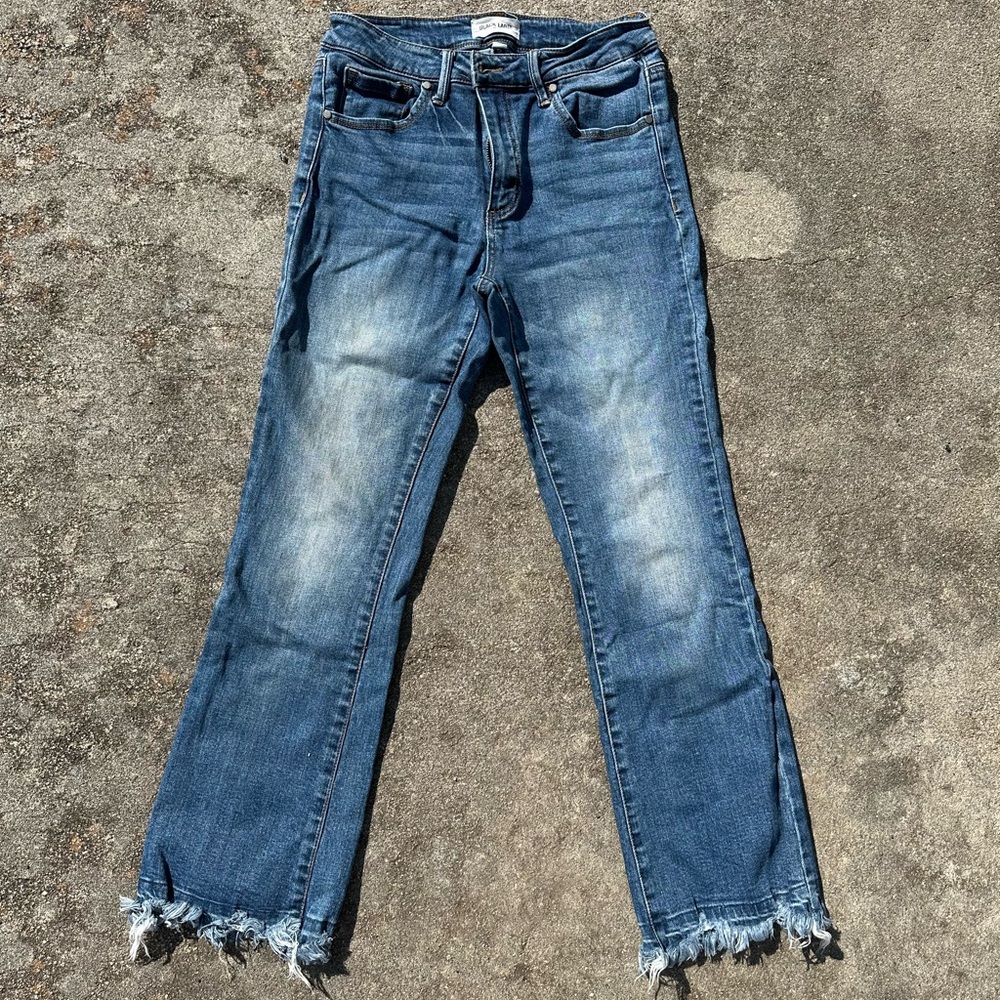 Black Label Women's Blue Frayed Hem Jeans